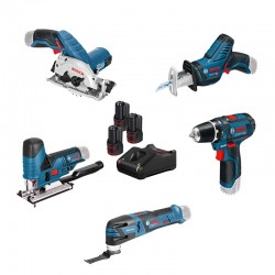 Set De 5 Machines 12 V + GSR + GST + GOP + GKS + GSA + 3 Accus Bosch